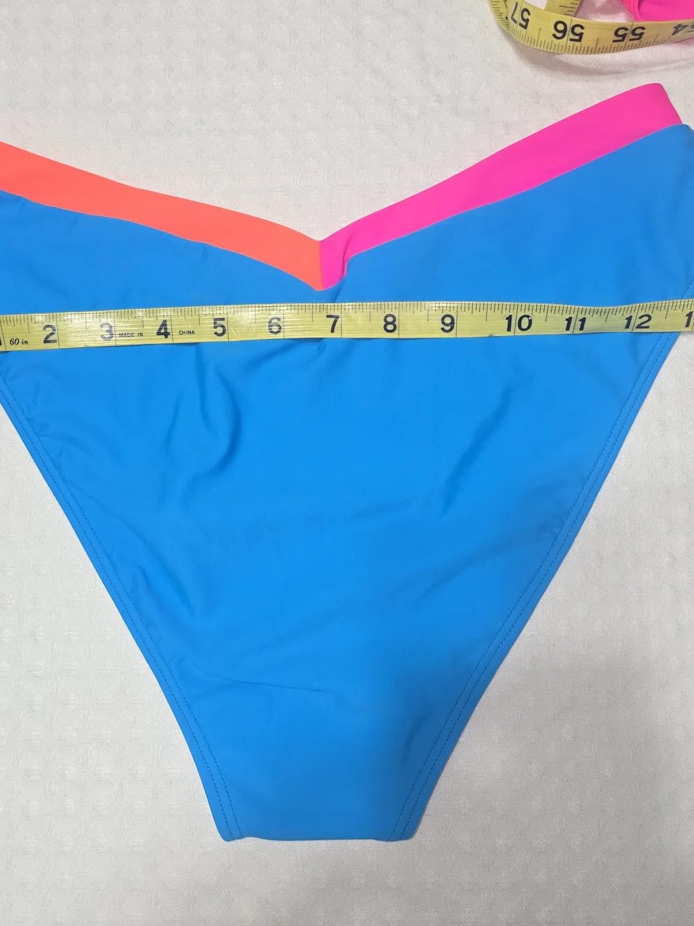 POPVIL TRIANGLE COLOR BLOCK BIKINI SET VIBRANT BLUE PINK ORANGE WOMENS MED NWT - Picture 5 of 10